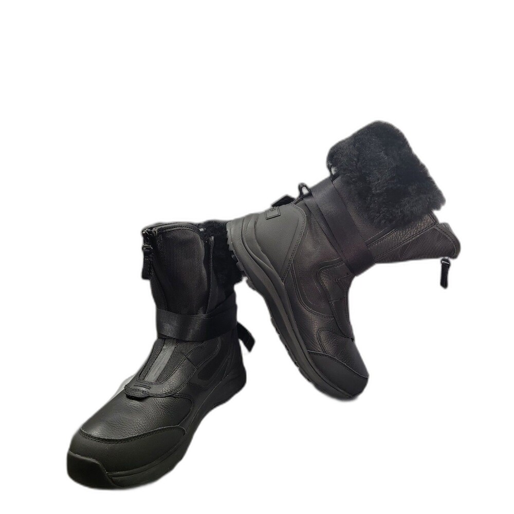 UGG Tahoe Black Waterproof Leather Sheepskin Boots Short 1103848 Women's SZ 10